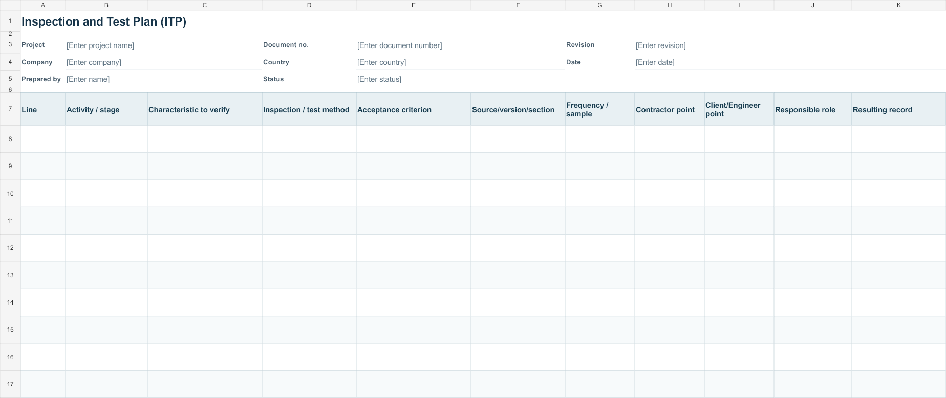 First working sheet