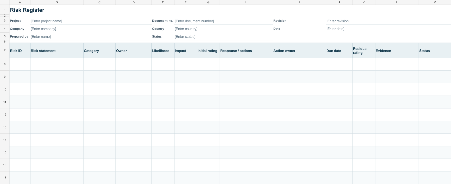 First working sheet