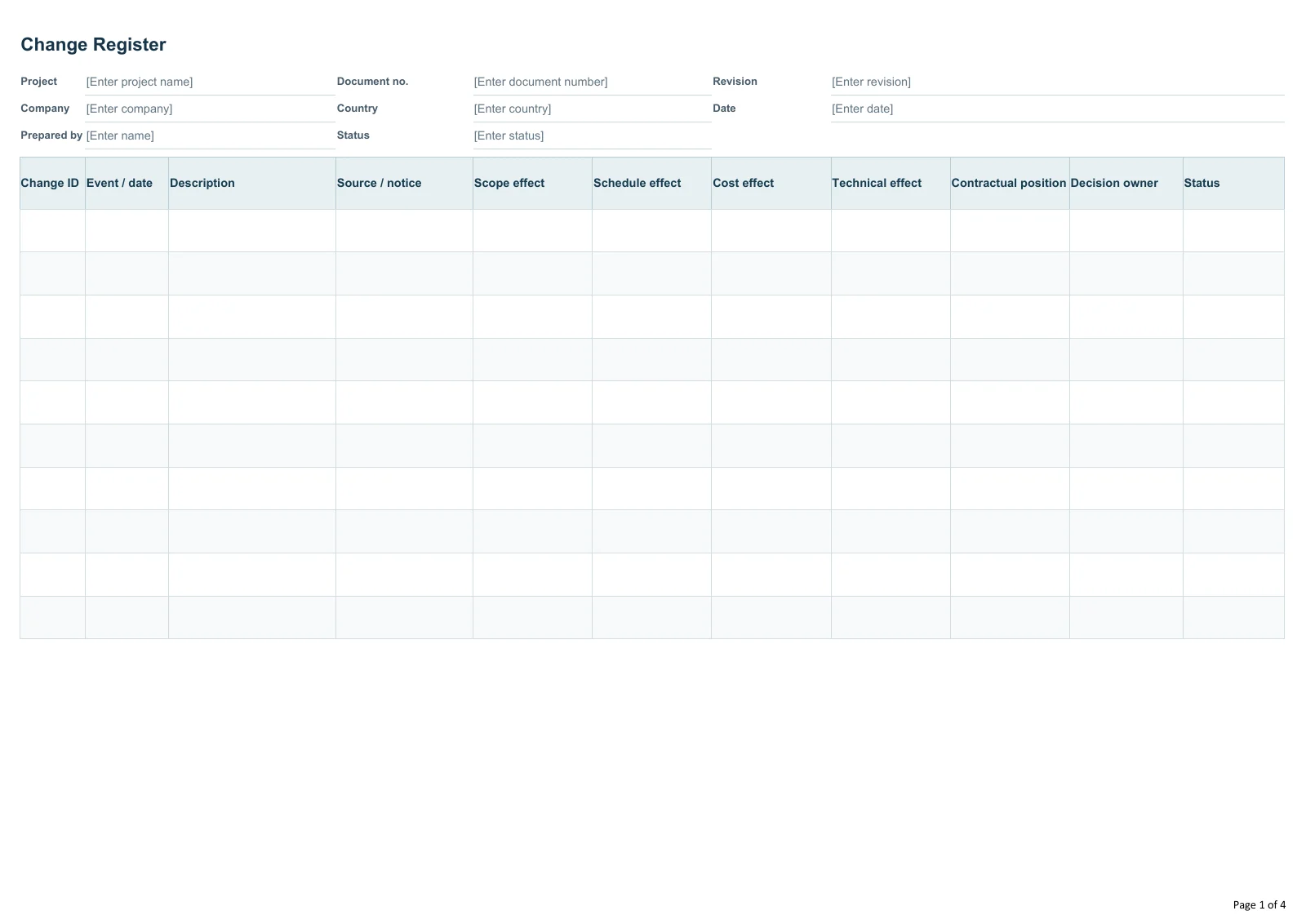 Change Register · Document preview
