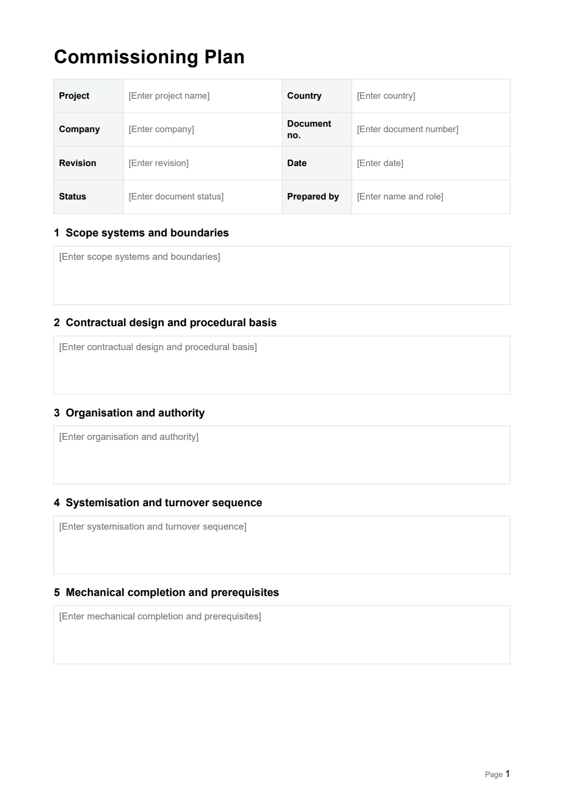 Commissioning Plan · Document preview