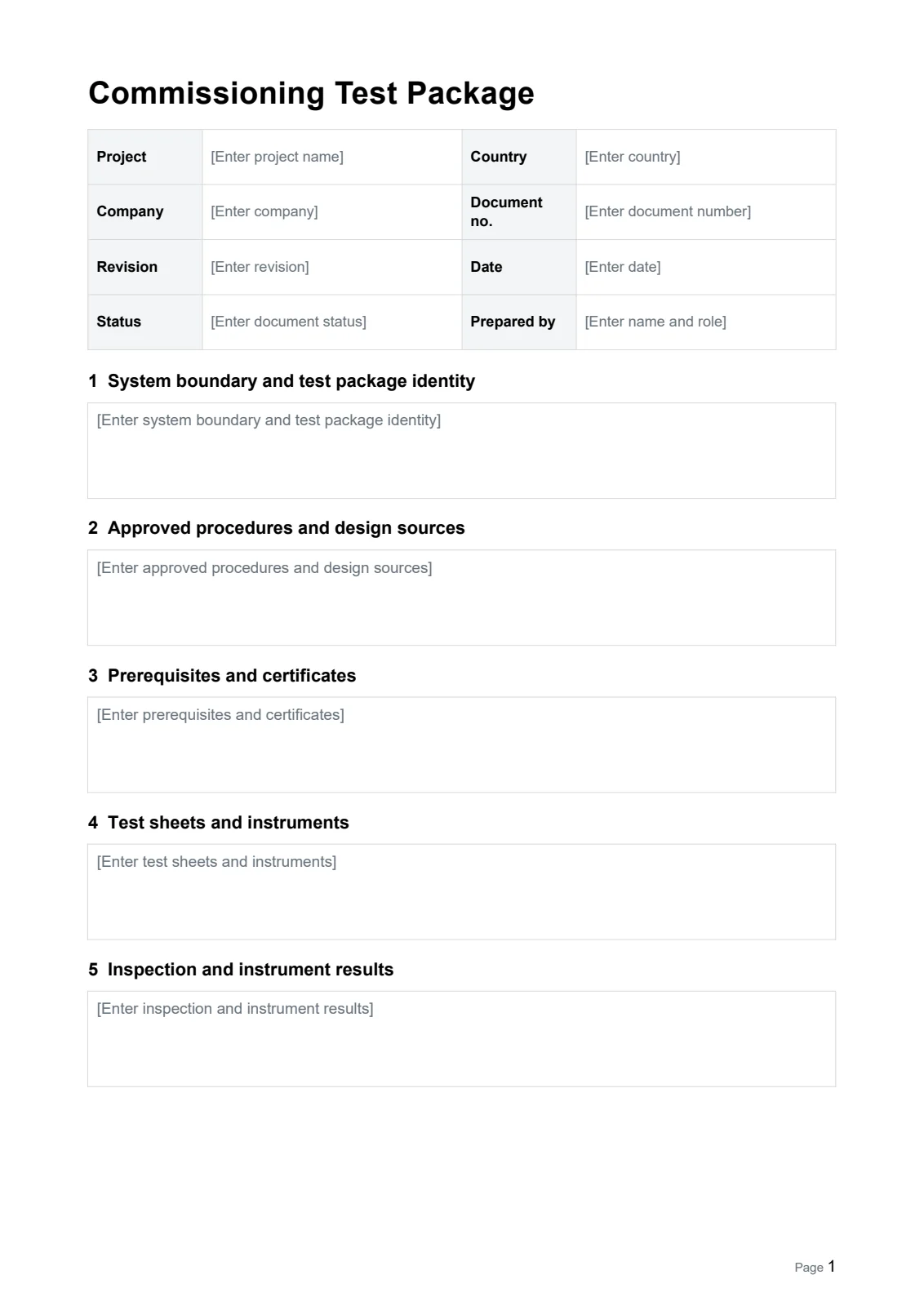 Commissioning Test Package · Document preview