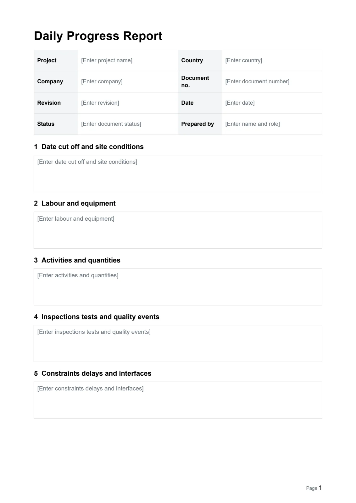 Daily Progress Report · Document preview