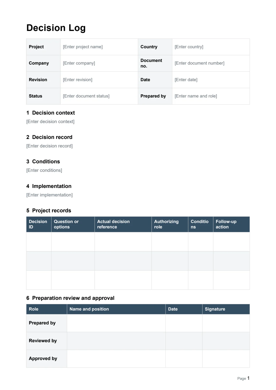 Decision Log · Document preview