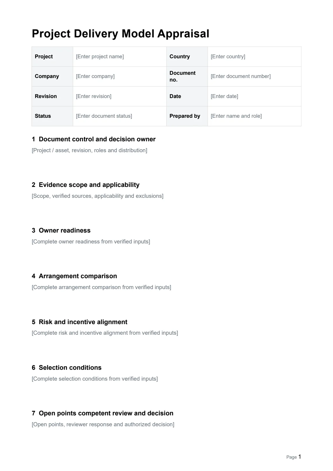 Project Delivery Model Appraisal · Document preview