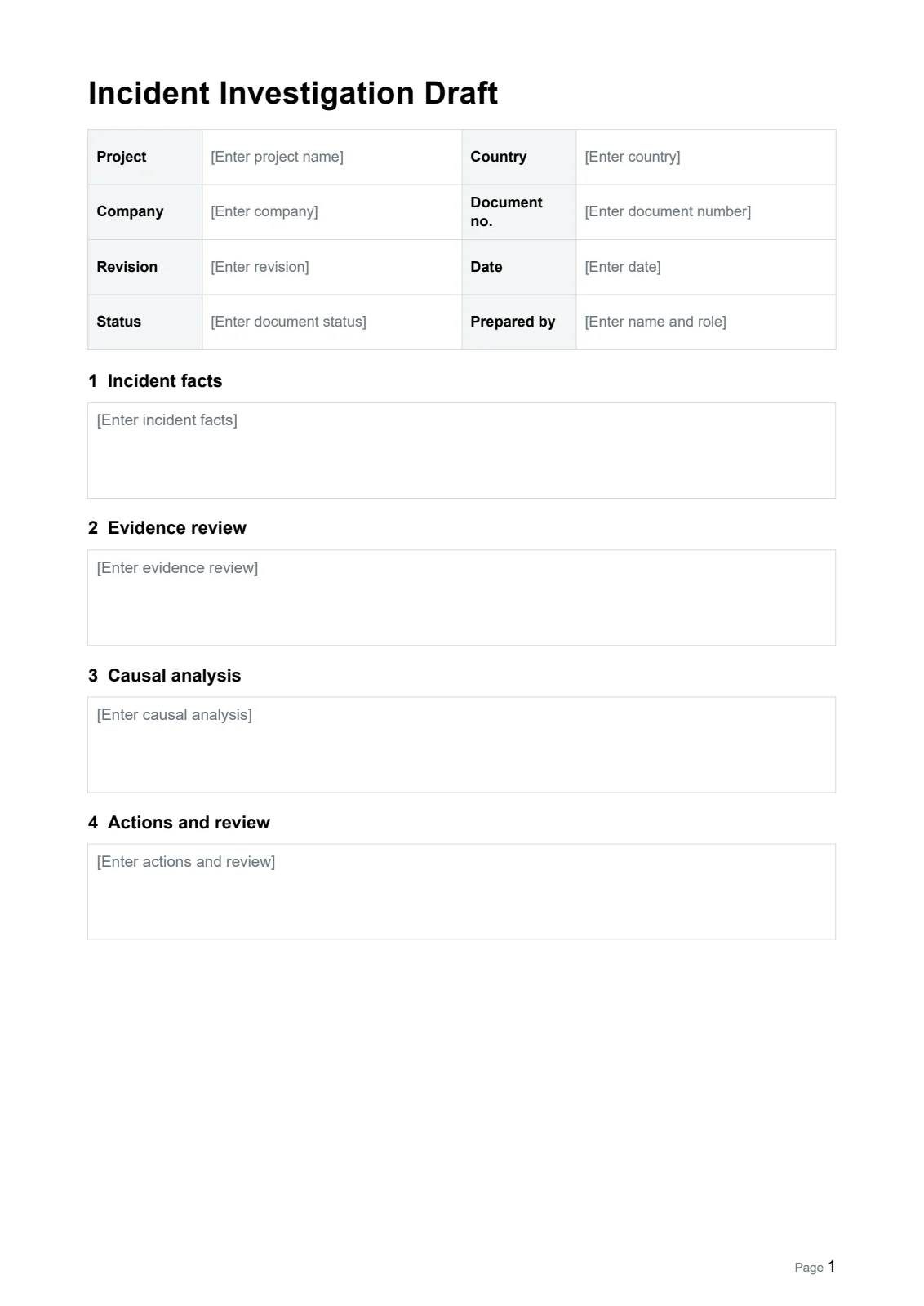 Incident Investigation Draft · Document preview