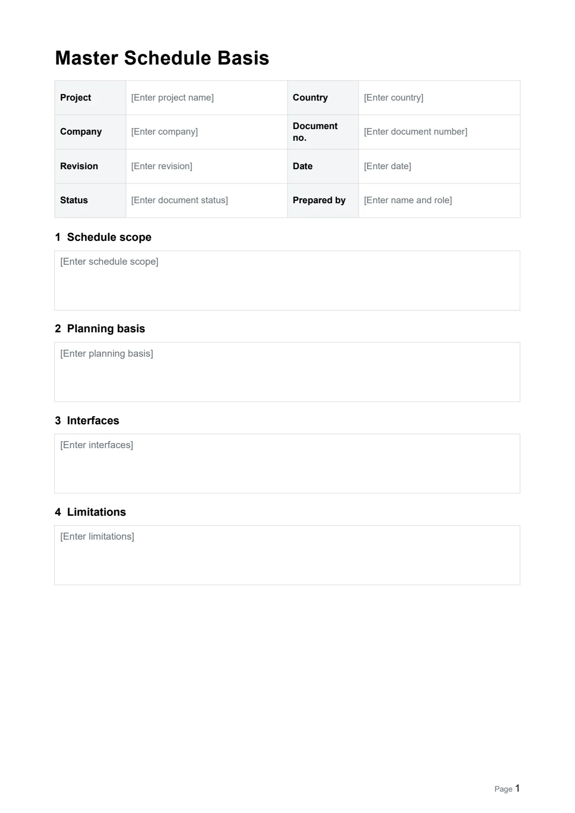 Master Schedule Basis · Document preview