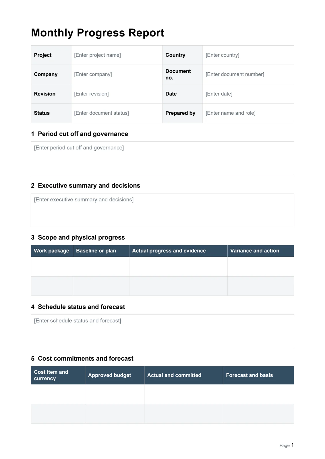 Monthly Progress Report · Document preview