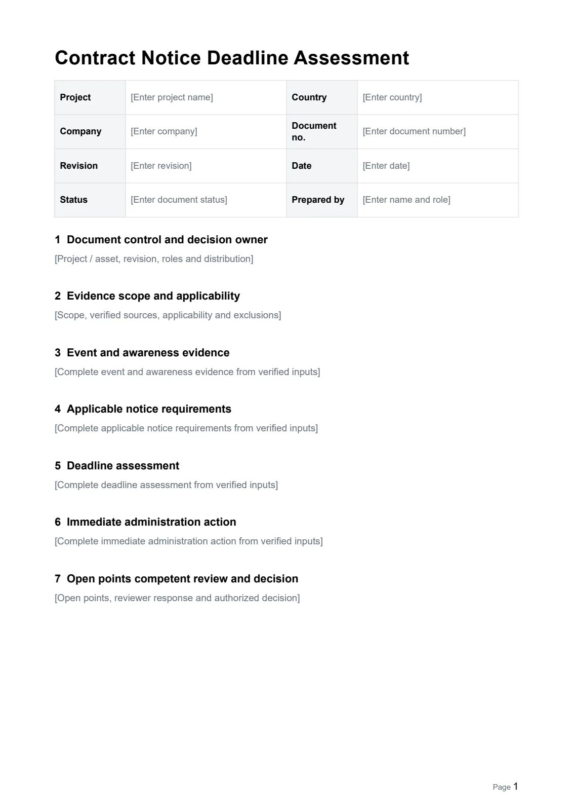 Contract Notice Deadline Assessment · Document preview