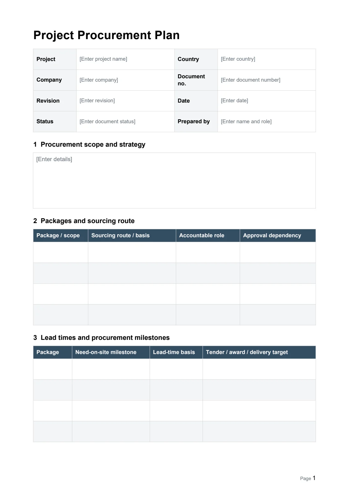 Project Procurement Plan · Document preview