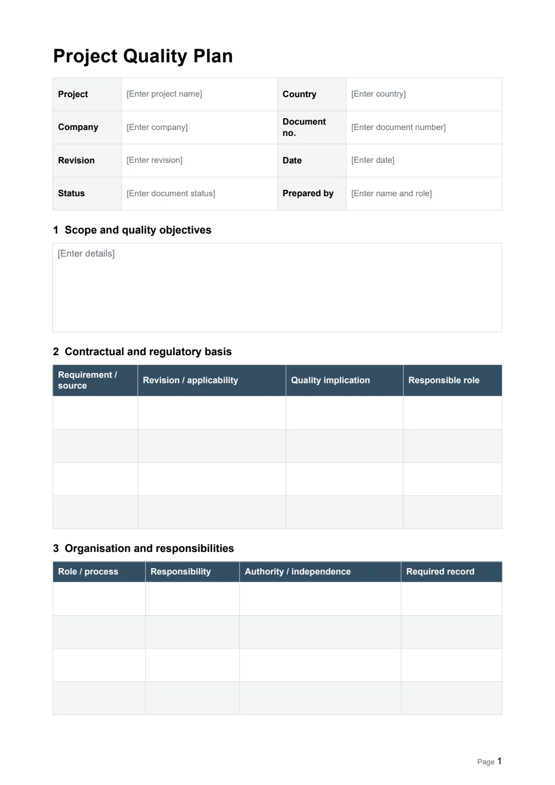 Project Quality Plan · Document preview