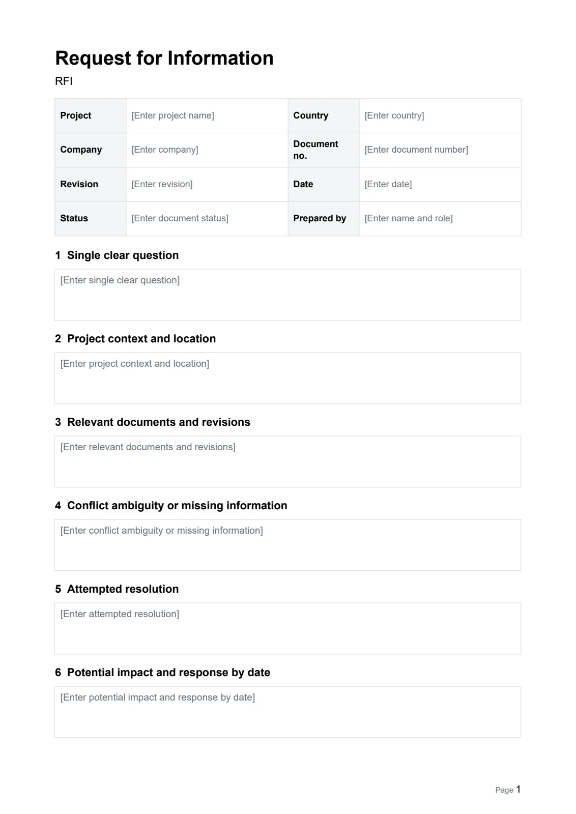 Request for Information (RFI) · Document preview