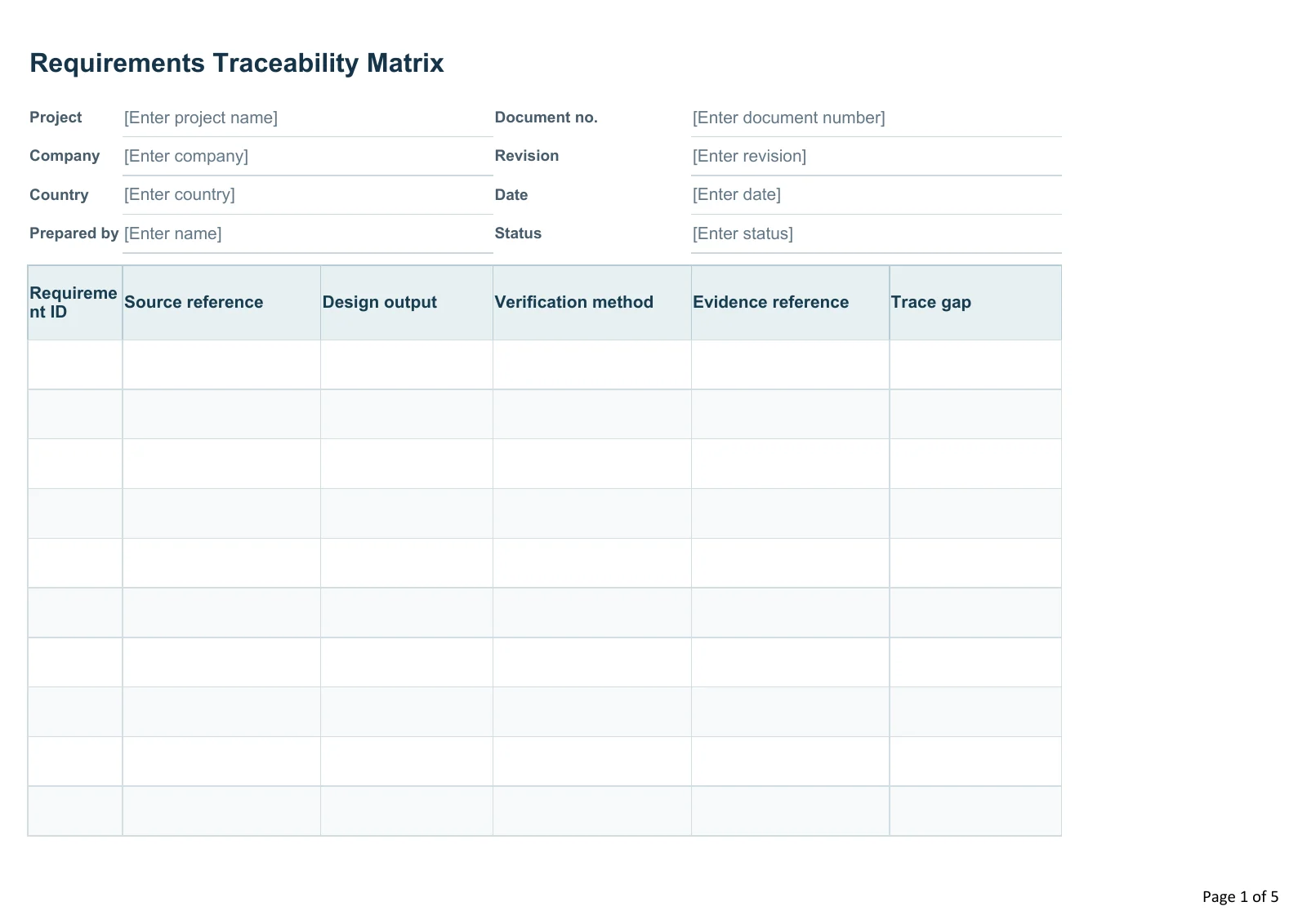 Requirements Traceability Matrix · Document preview