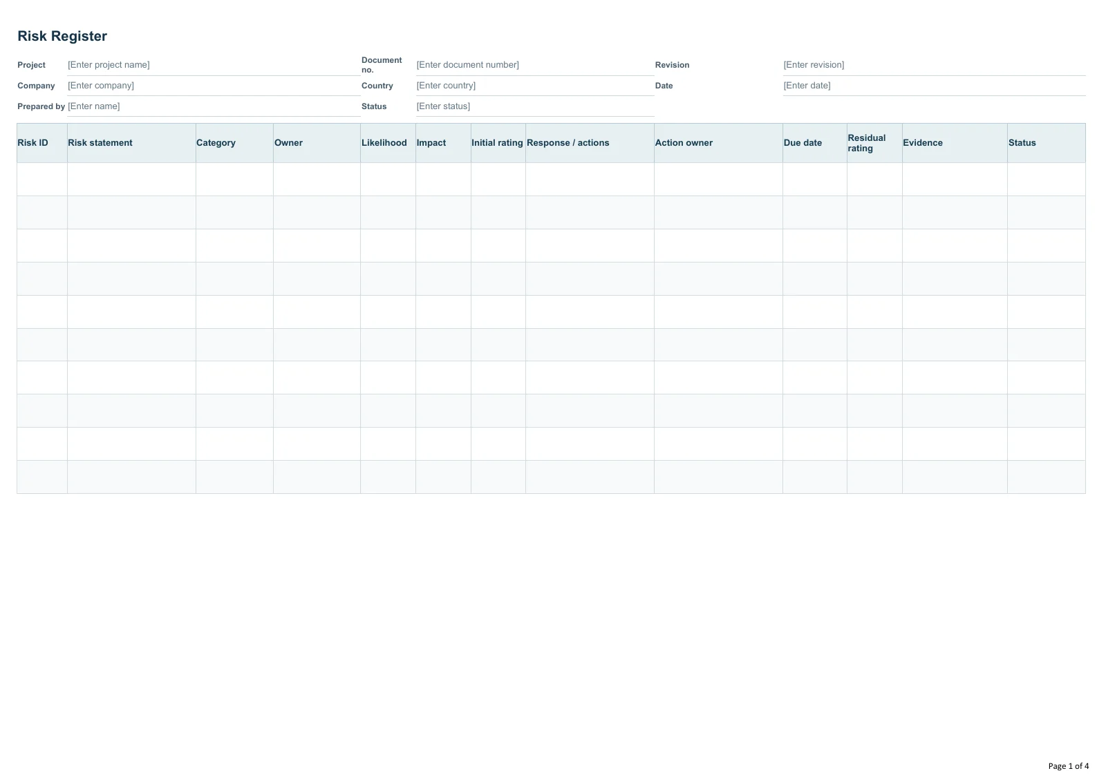 Risk Register · Document preview