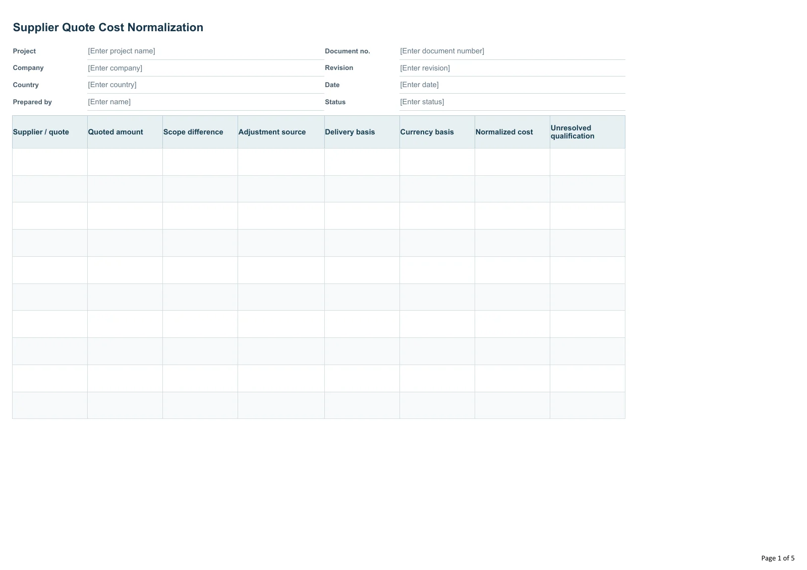 Supplier Quote Cost Normalization · Document preview