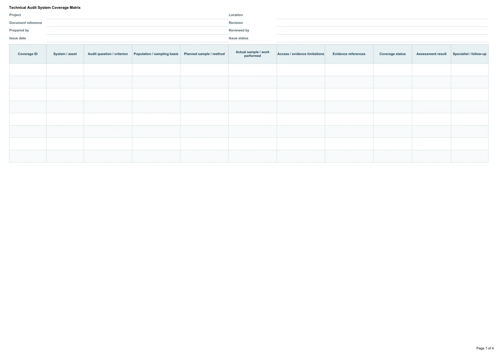 Technical Audit System Coverage Matrix · Document preview