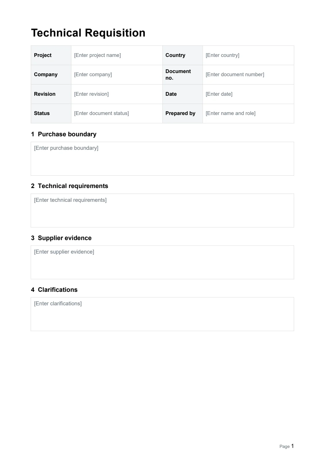 Technical Requisition · Document preview