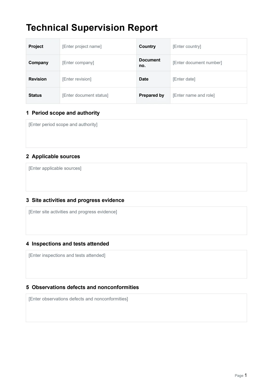 Technical Supervision Report · Document preview