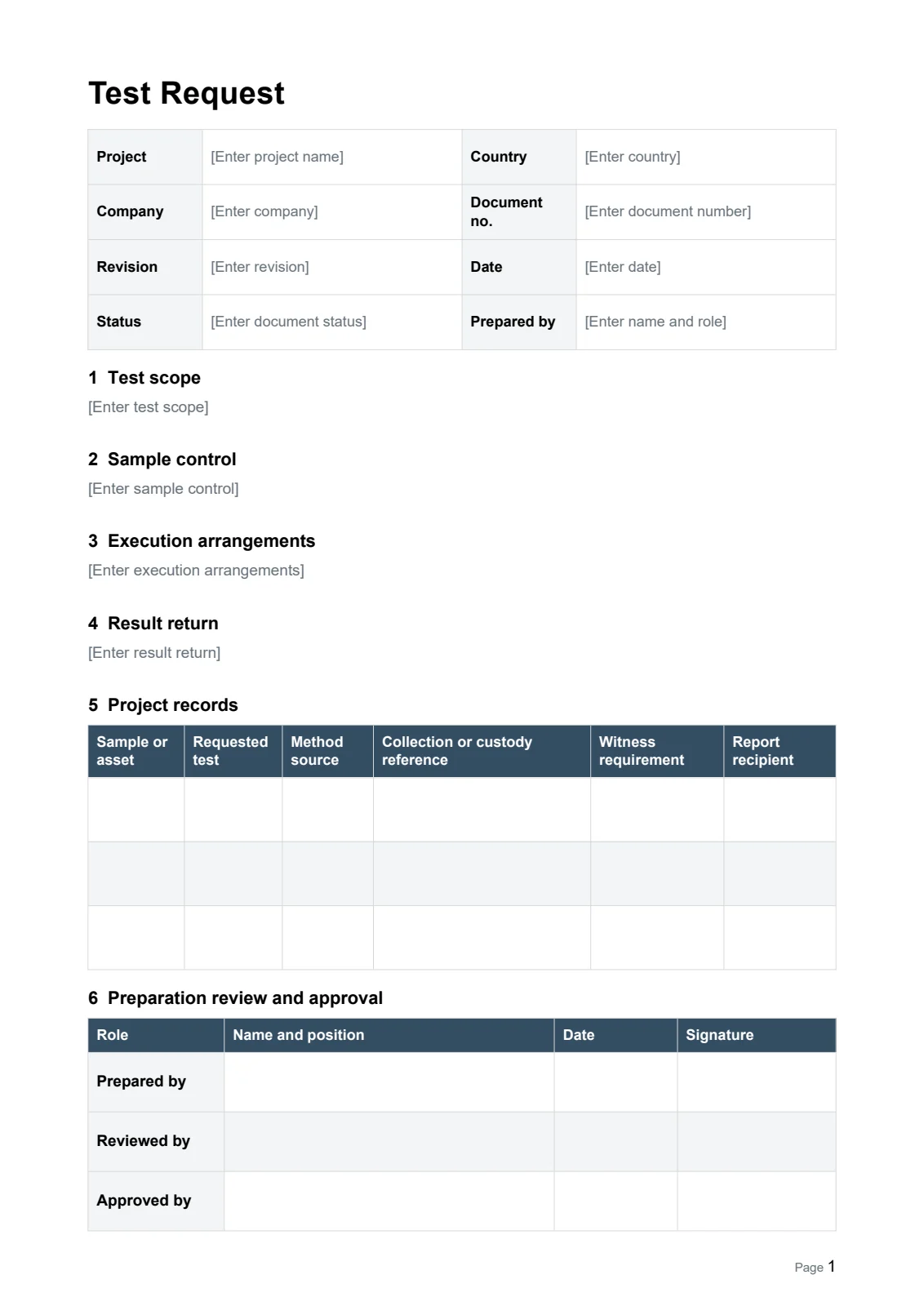 Test Request · Document preview