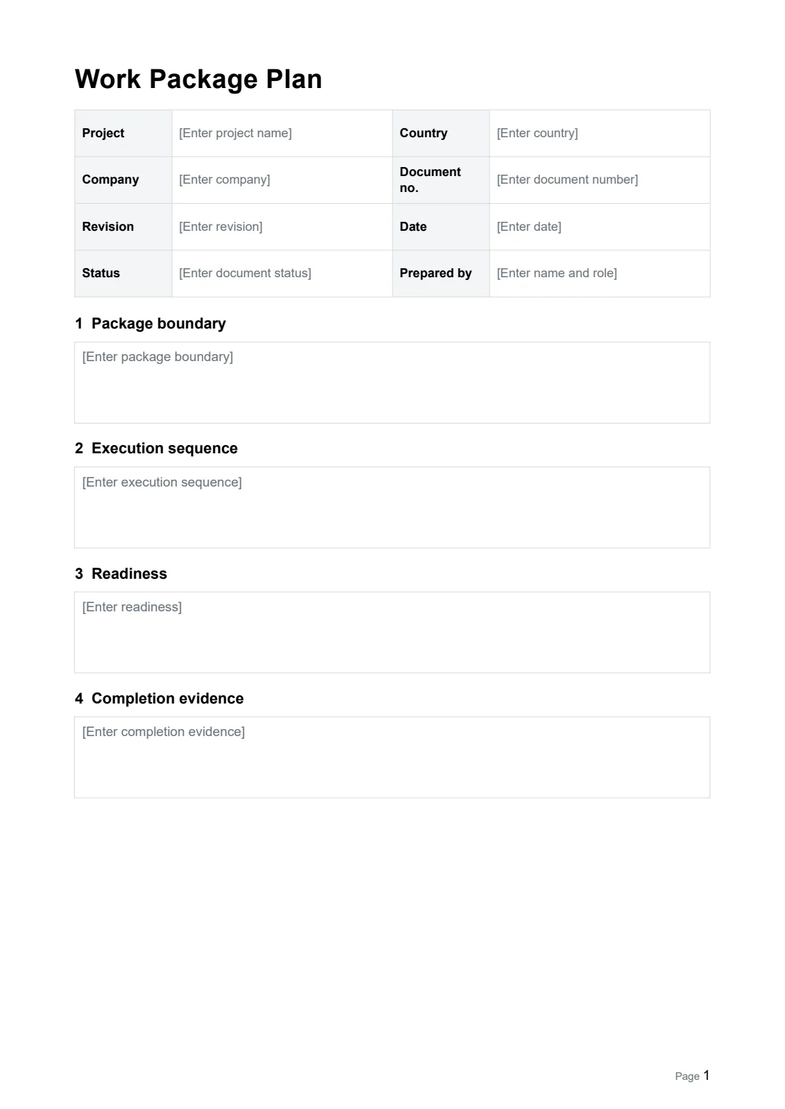 Work Package Plan · Document preview